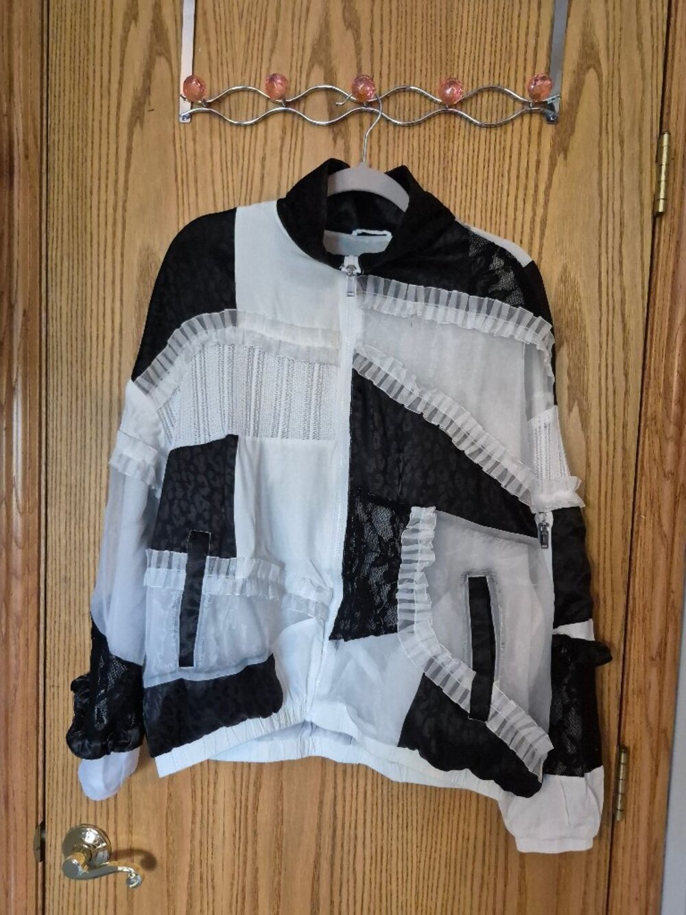 Akira Black Dahlia Patchwork Bomber Jacket